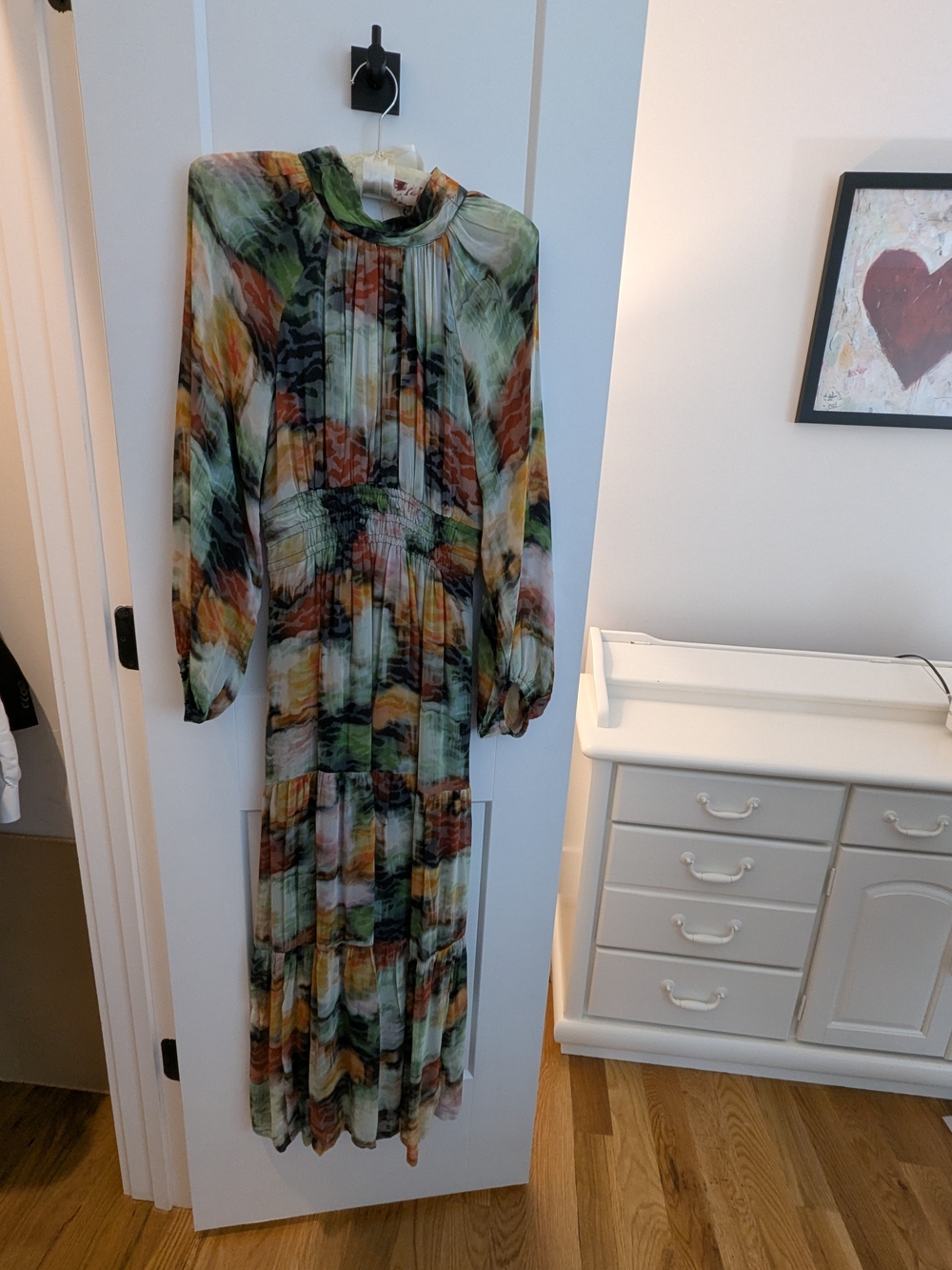 Anthropologie Multi-Color Watercolor Pleated Maxi Dress